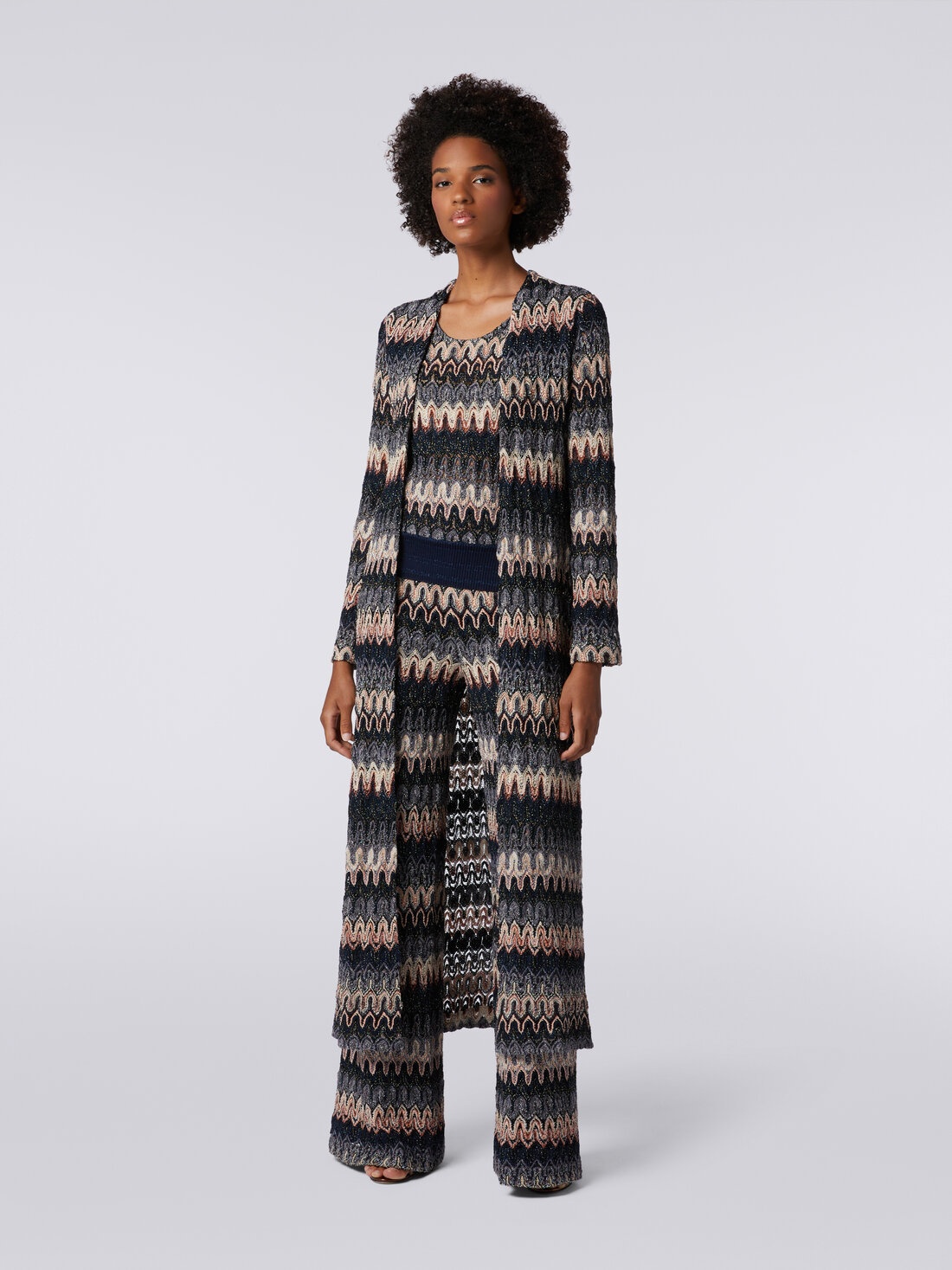 Shop Missoni Zigzag Metallic Long Cardigan In Black