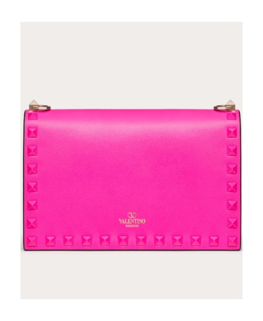 Valentino Mini Rockstud Calfskin Bag With Chain In Pink