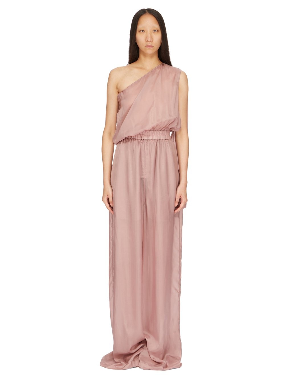 Rick Owens Asymmetric Organza Playsuit In Pink