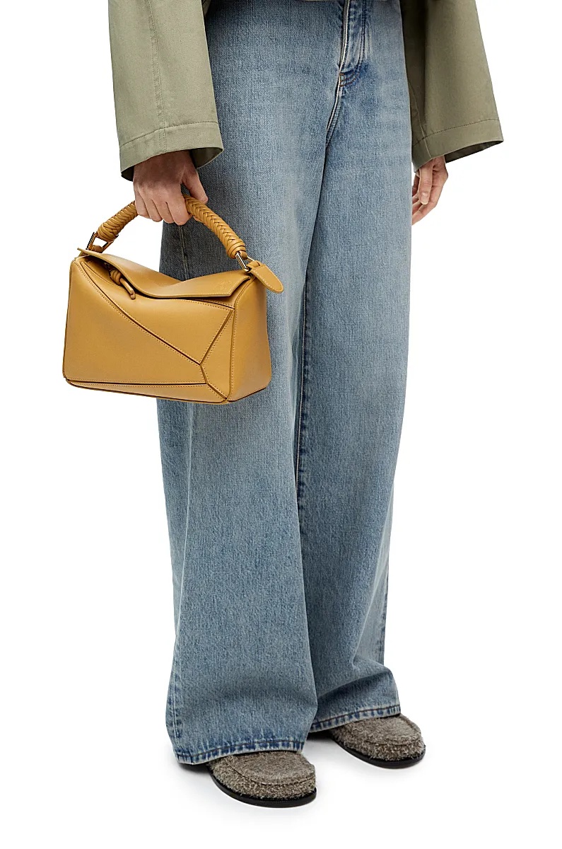 Loewe Small Leather Puzzle Top-handle Bag In Brown