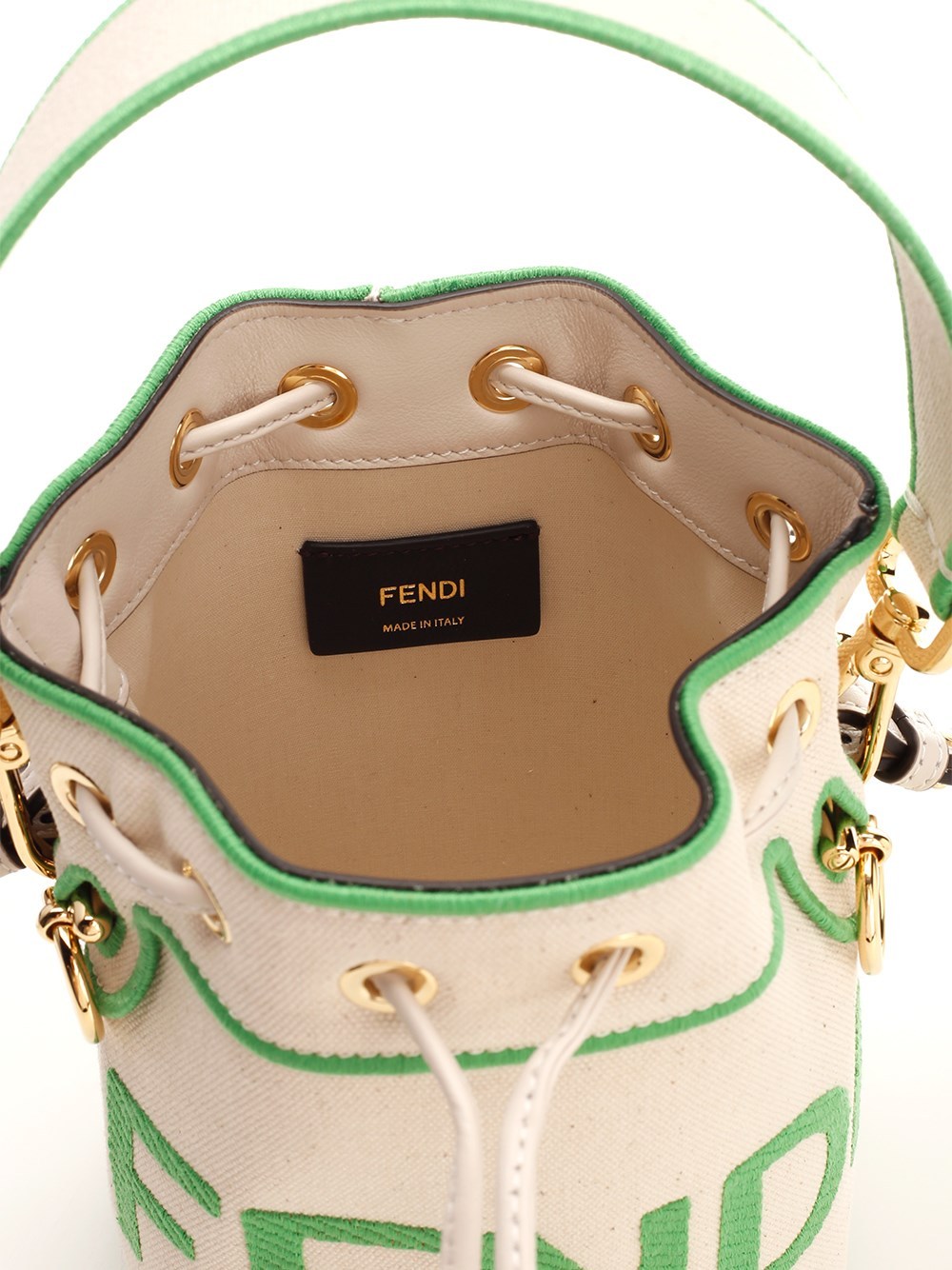 Fendi Sand Canvas Mini Mon Tresor Bucket Bag In Nude