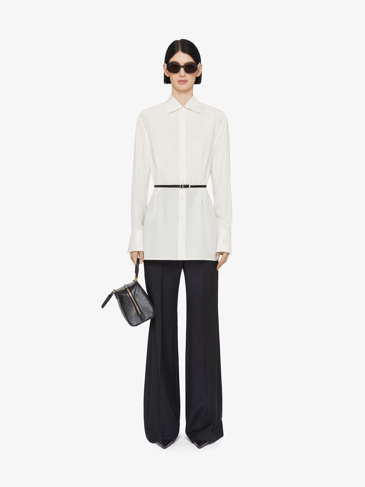 Givenchy Ivory Silk Voyou Shirt In White