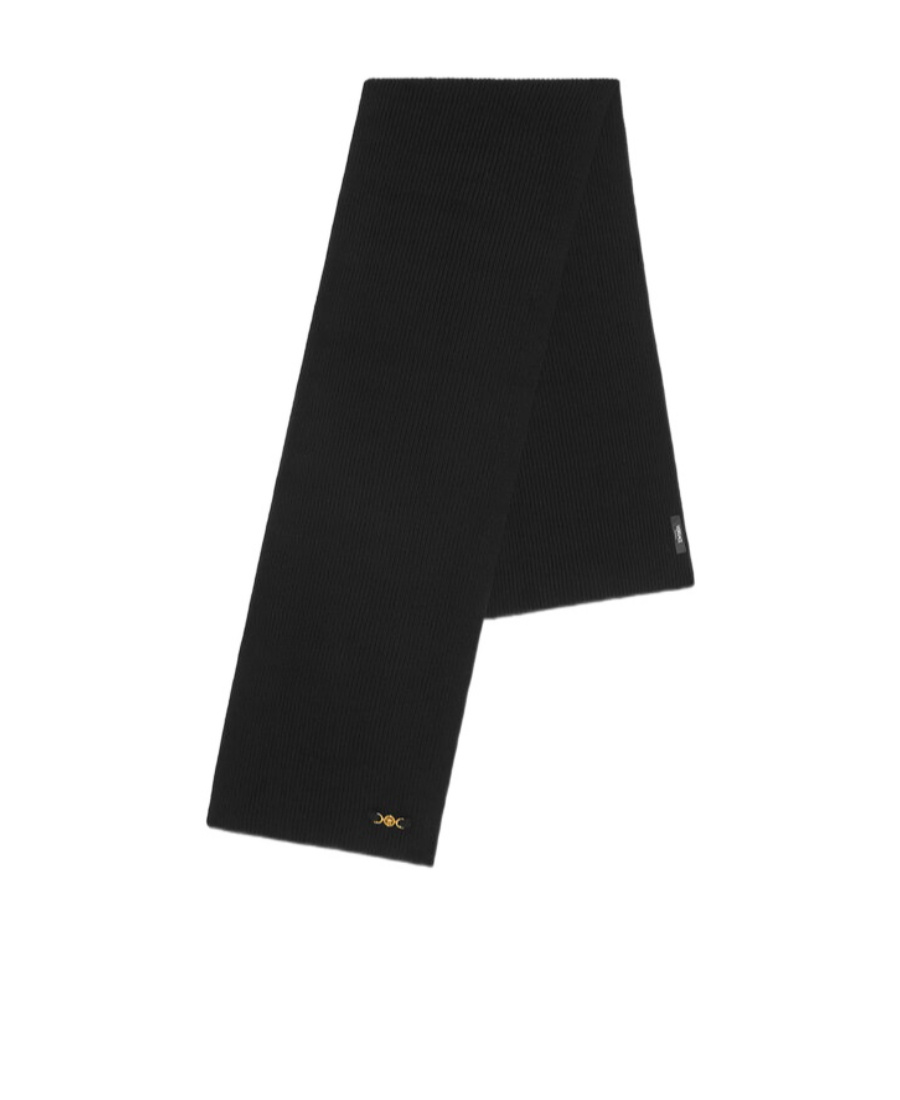 Versace Medusa Head-plaque Ribbed Scarf In Black