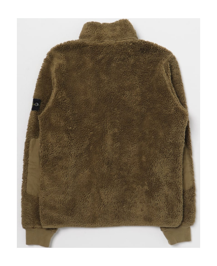 Stone Island Compass-patch Fleece Jacket In Green