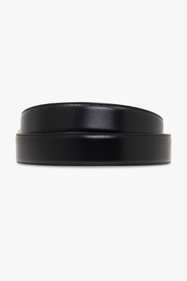 Saint Laurent Classic Black Leather Belt With Female Buckle In Black
