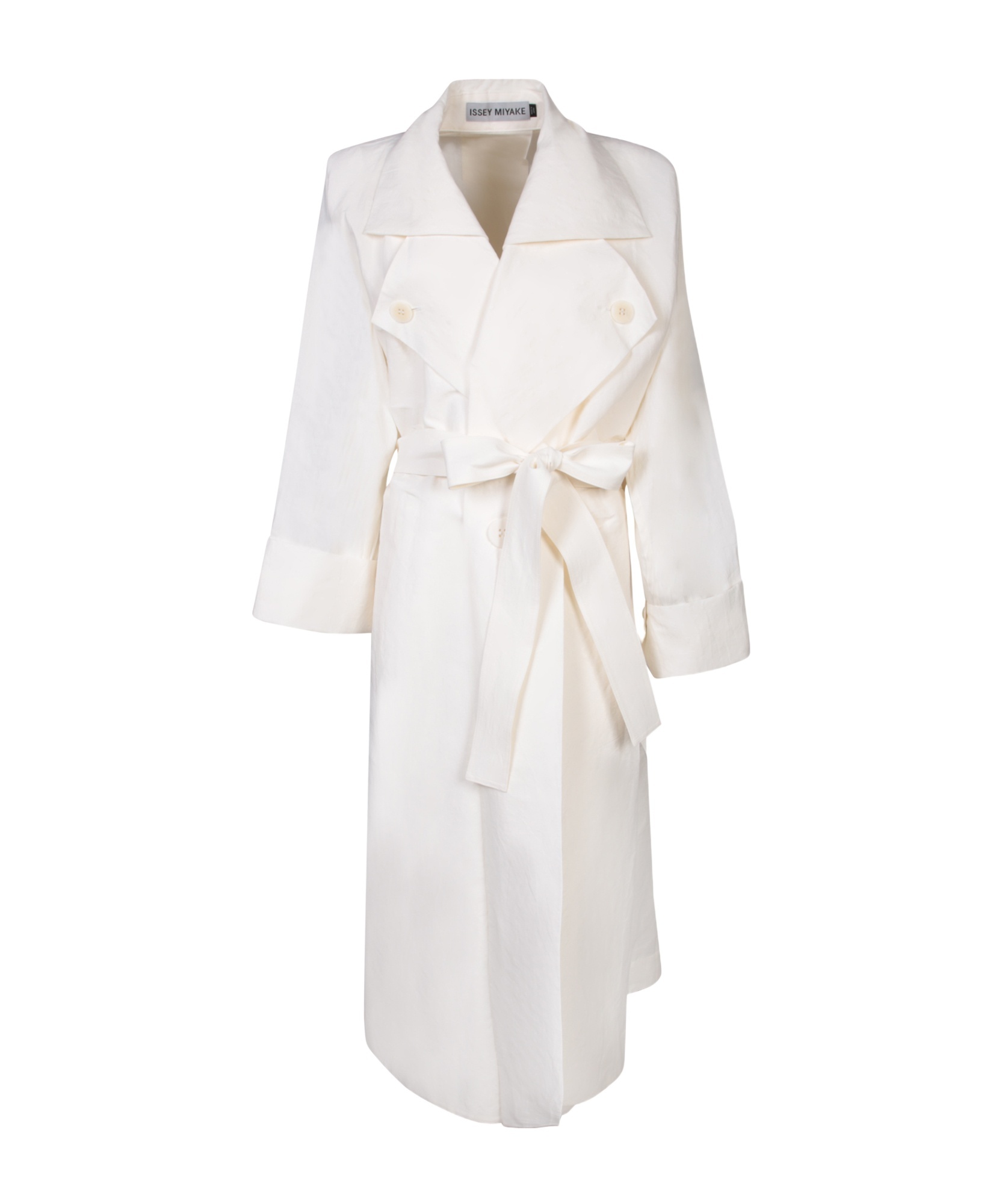 Shop Issey Miyake Shaped Membrane Linen Trenh Coat In White