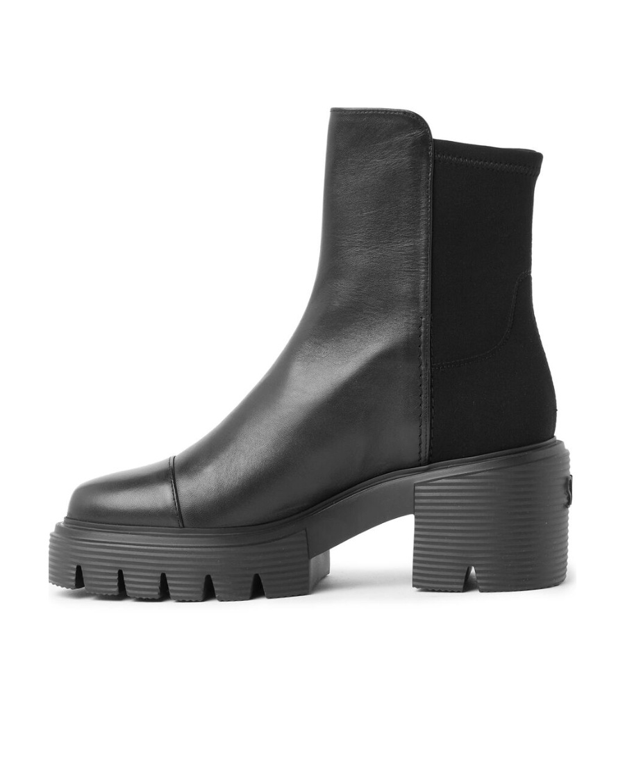 Stuart Weitzman Panelled Leather 75mm Chelsea Boots In Black