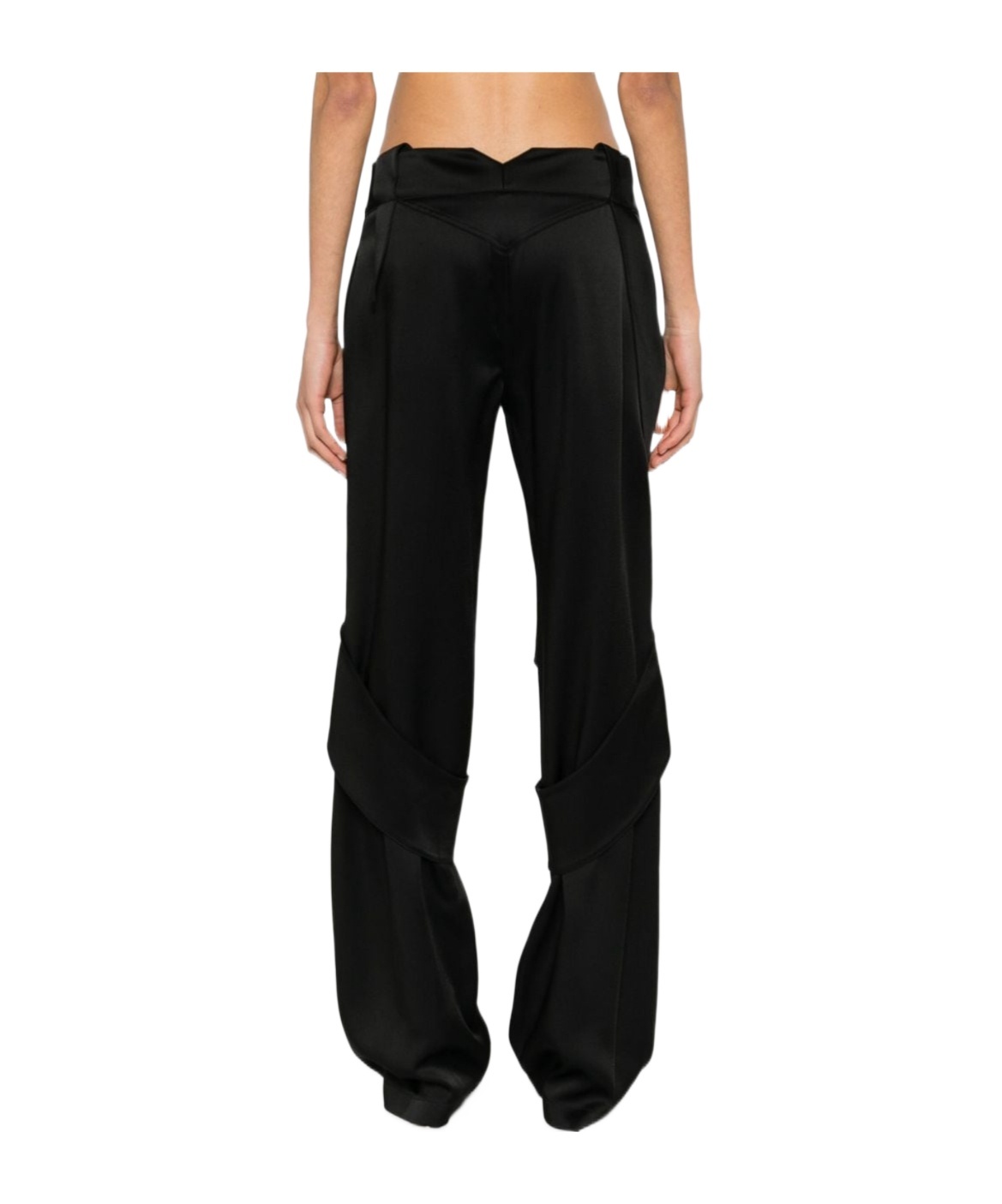 Blumarine Satin Straight-leg Trousers In Black