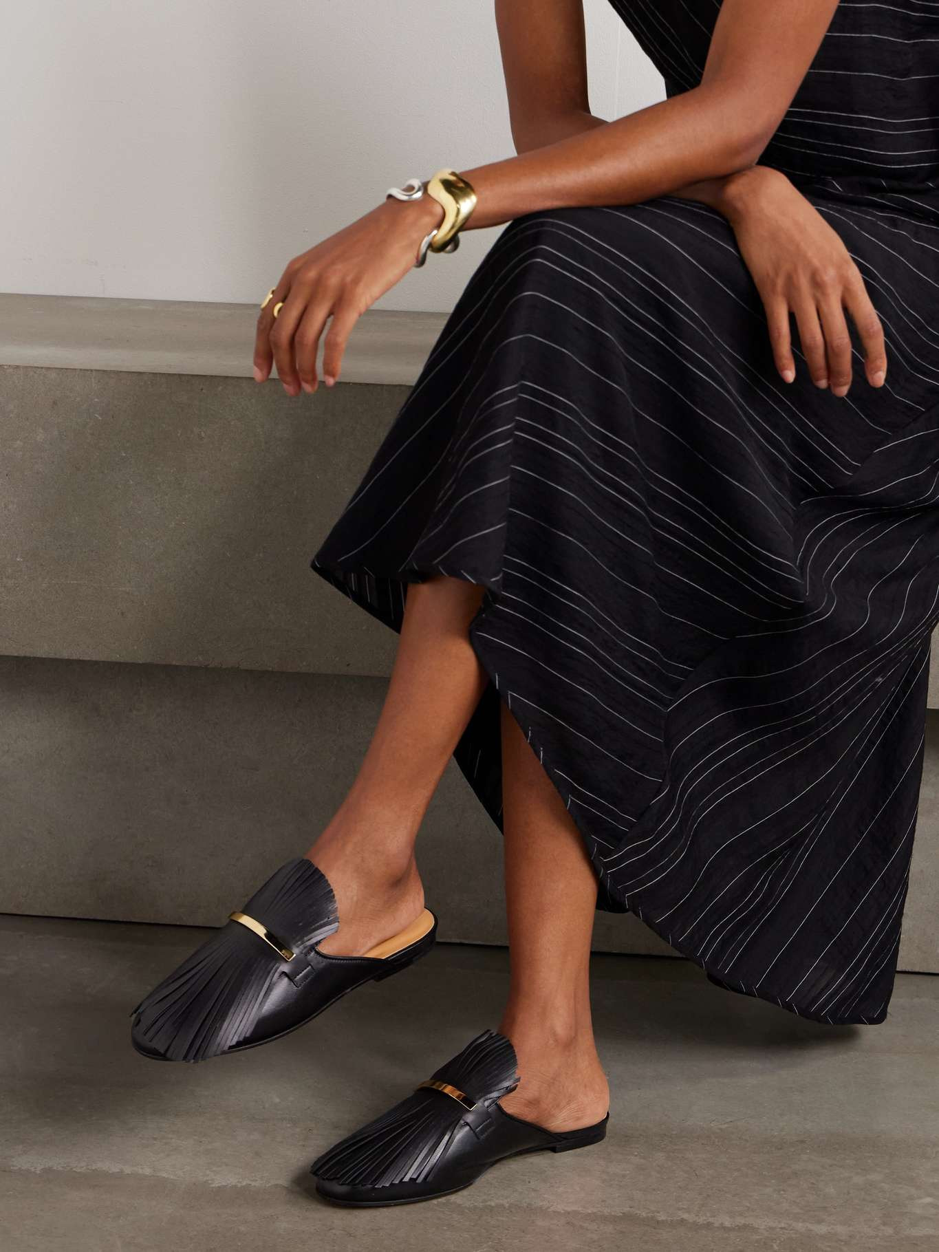 Tod's Fringe-detailed Mules In Black