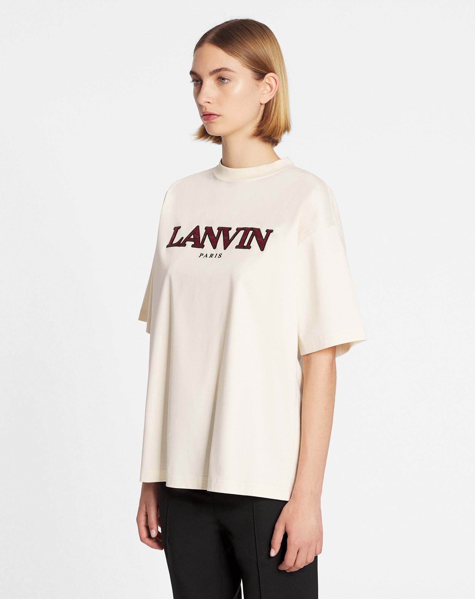 LANVIN LOGO-EMBROIDERED COTTON-JERSEY T-SHIRT 