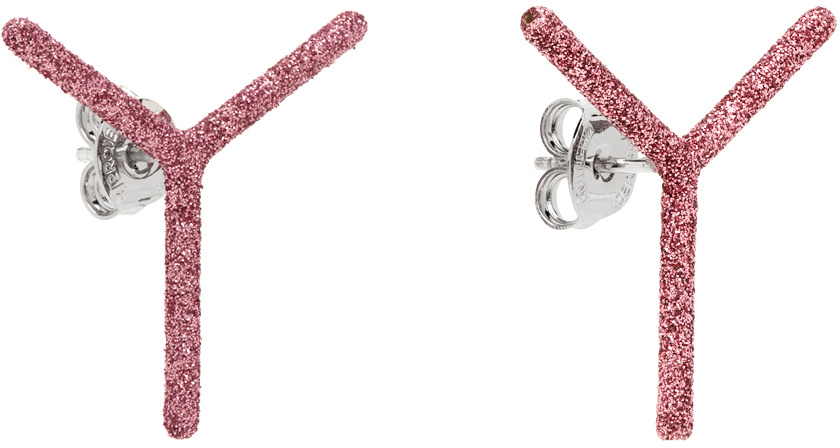 Y/project Pink Maxi Y Earrings In Pink