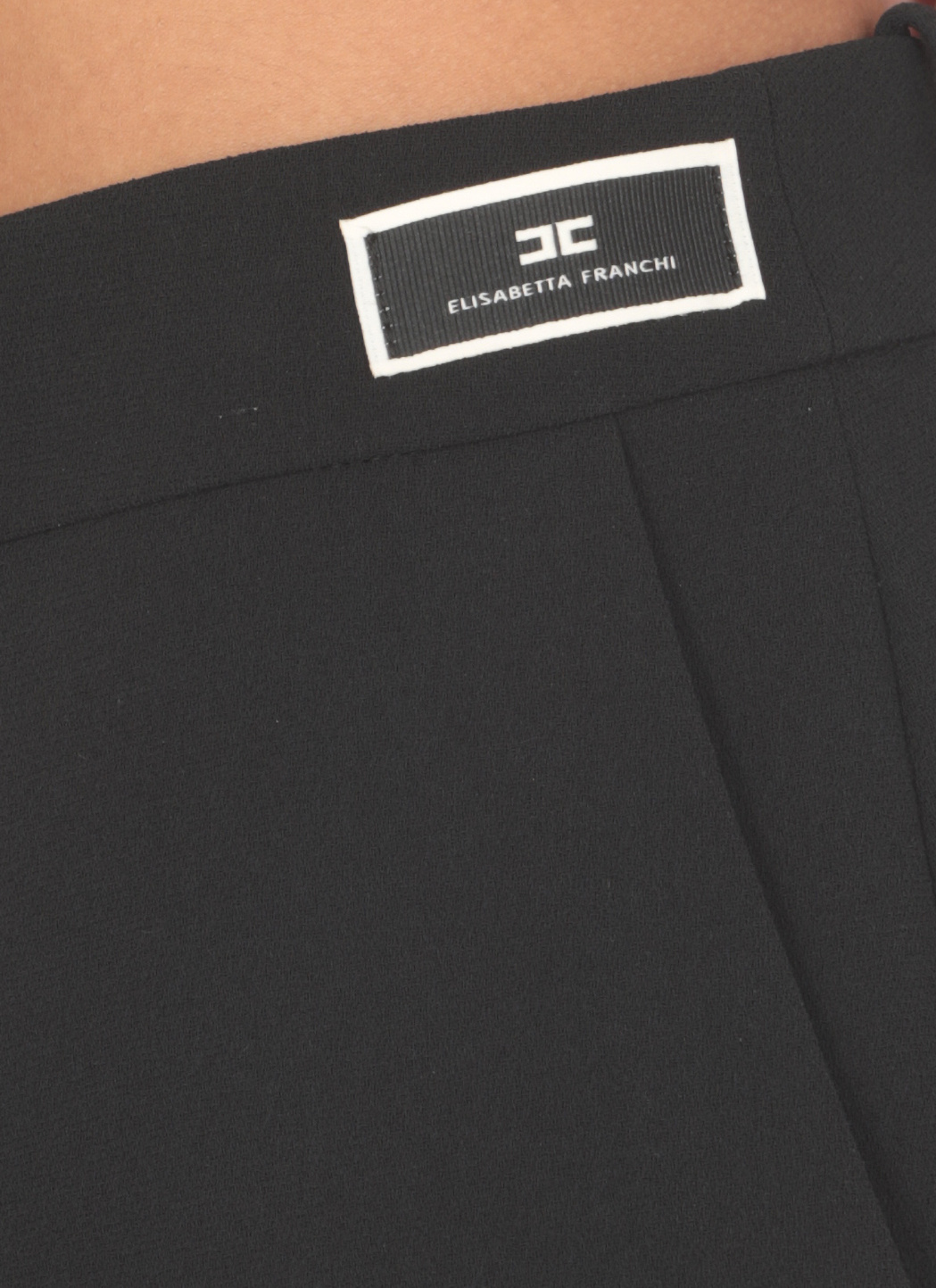 Elisabetta Franchi Logo Patch Wide-leg Trousers In Black