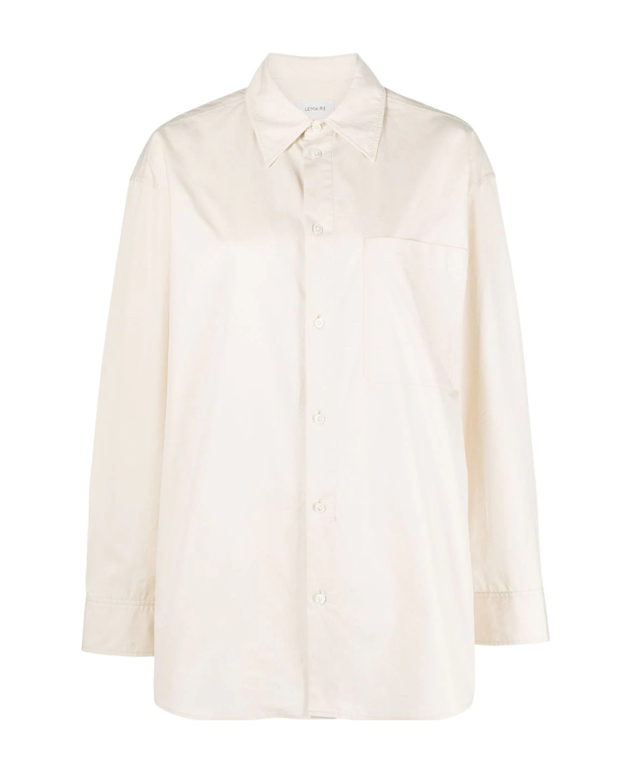 Lemaire Oversized Shirt In Poplin In White