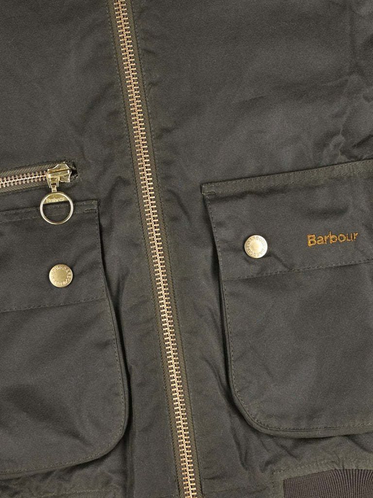 Barbour Womens Archive Olive Maxine Faux-fur-collar Waxed-cotton Jacket In Green