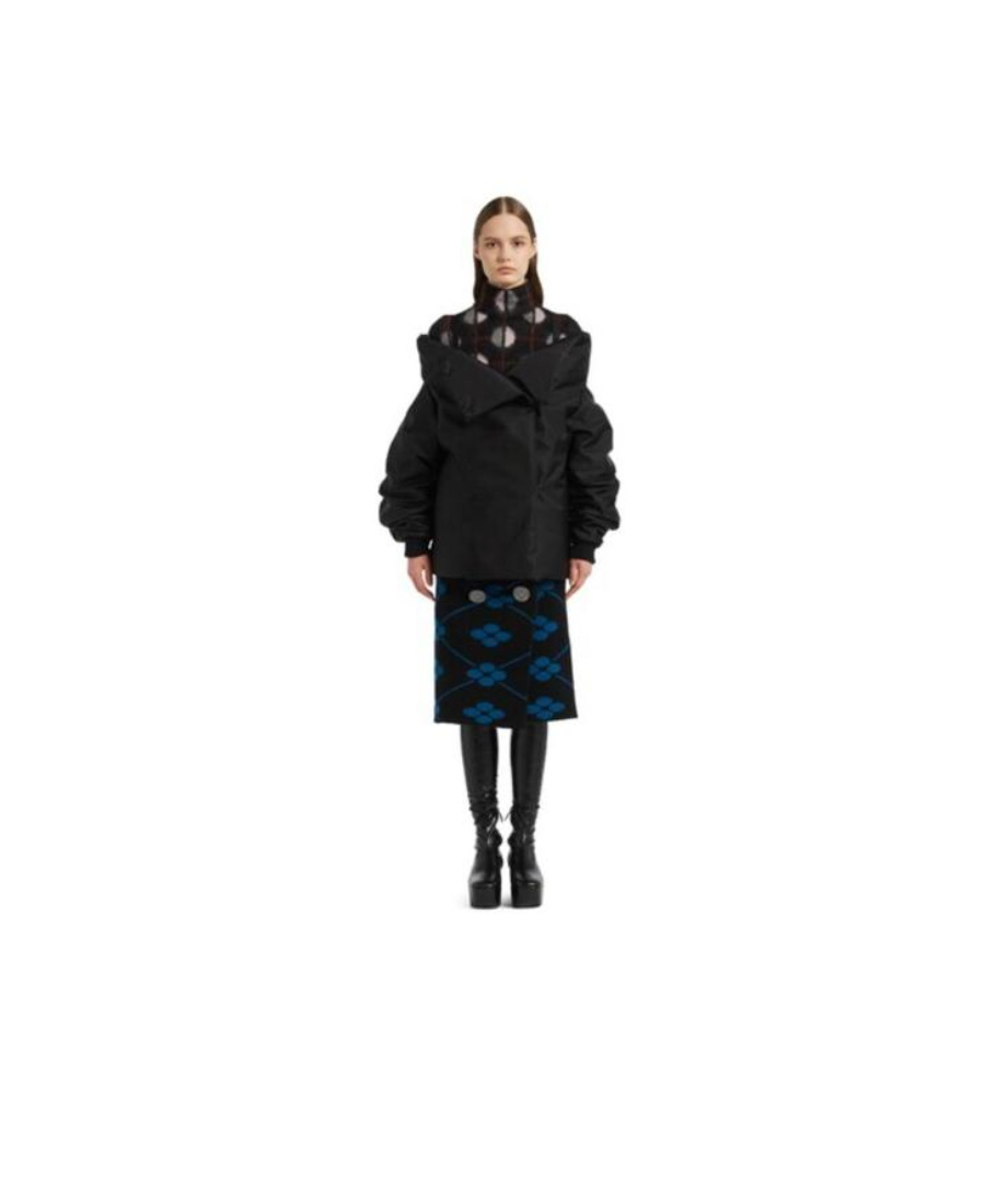 Prada Re-nylon Off-shoulder Bomber Jacket In Black