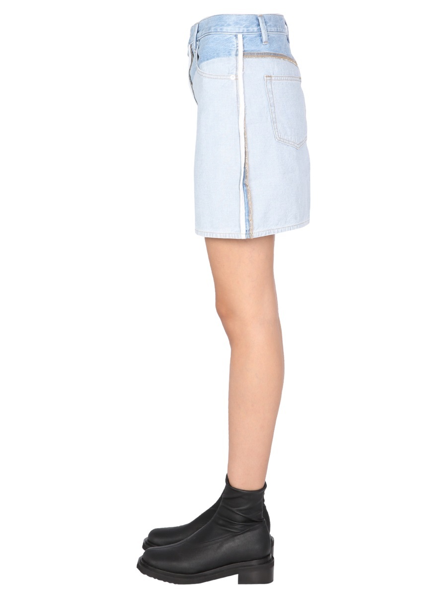 Helmut Lang Inside Out Denim Mini Skirt In White