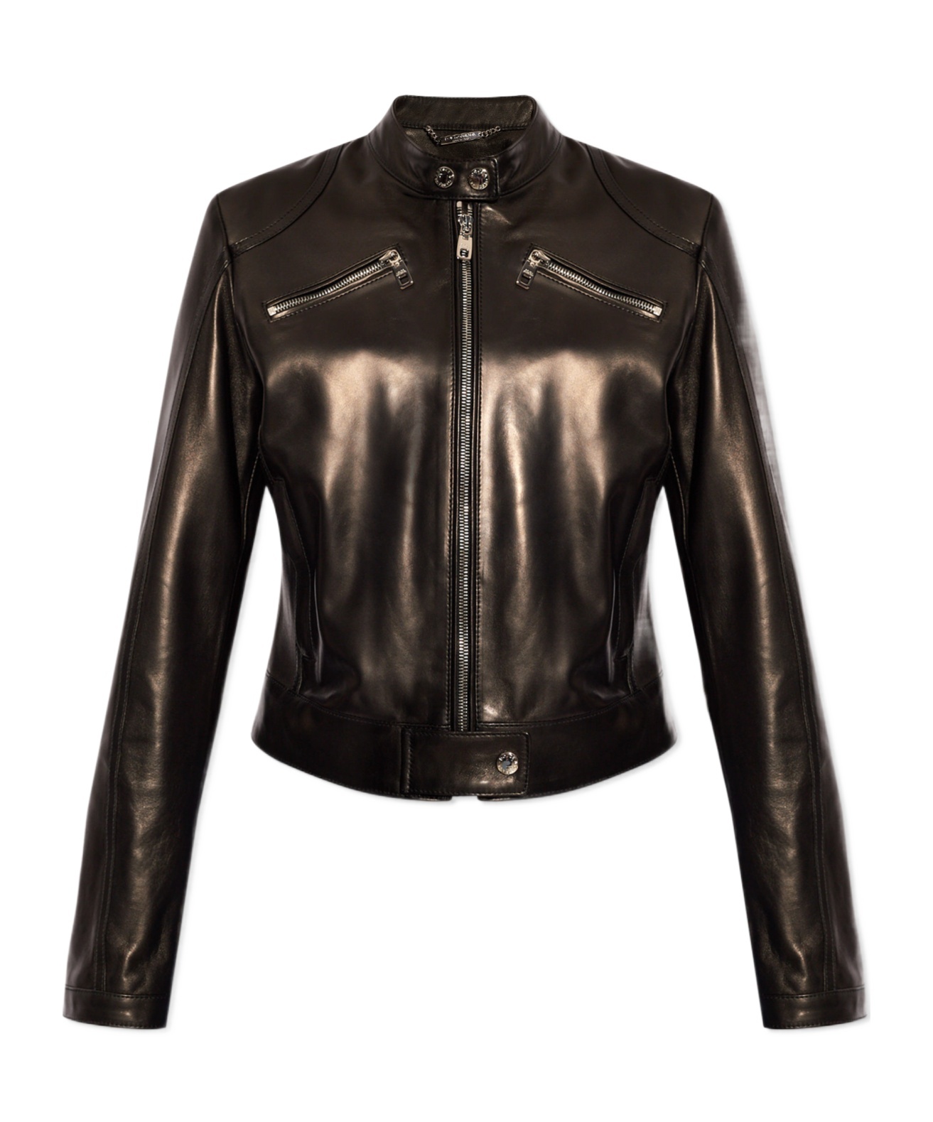 Dolce & Gabbana Zip-up Leather Jacket In Black