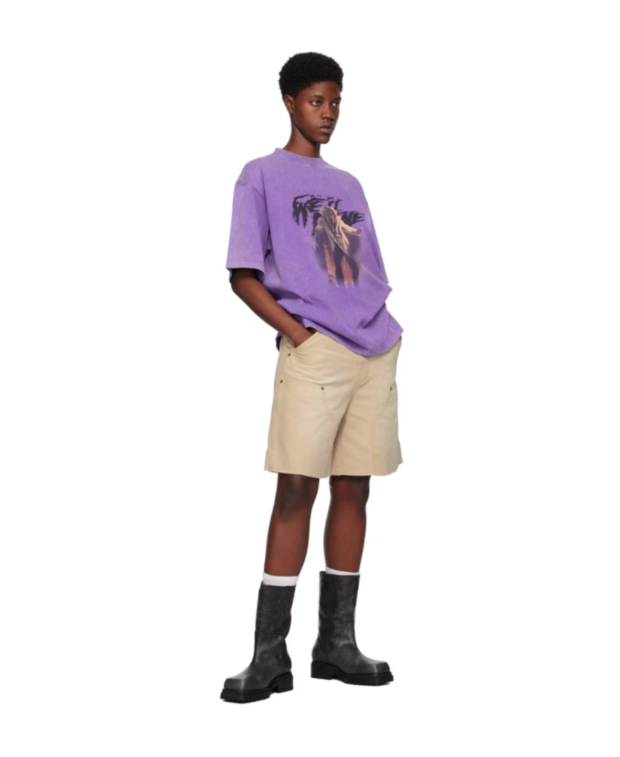 We11 Done T-shirt With Round Neck And Short Sleeves In Purple