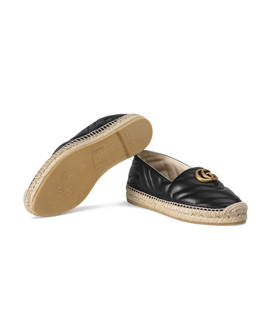 Gucci Leather Espadrille With Double G In Black