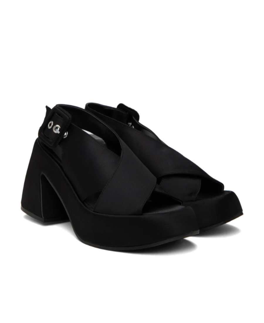 Ganni High-heeled Sandals With Cross-laced Uppers In Black