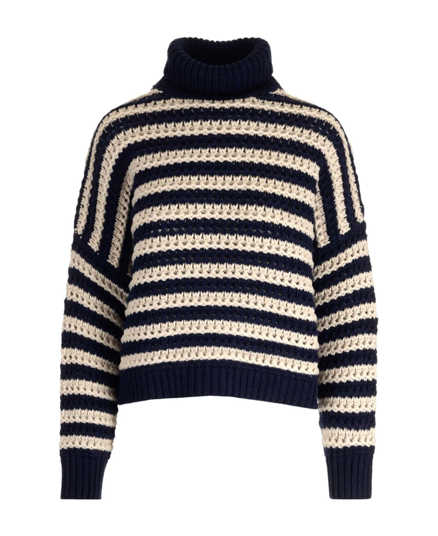 Brunello Cucinelli Open-knit Striped Jumper In Black