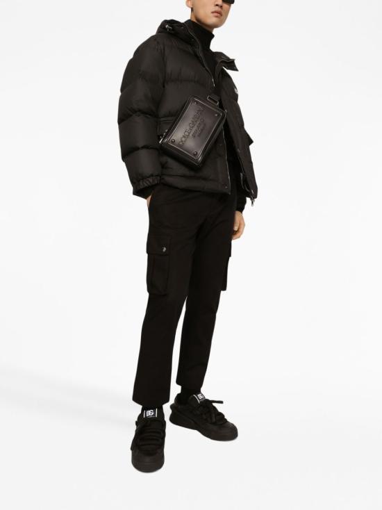 Dolce & Gabbana Puffy Black Coat With High Collar In Black