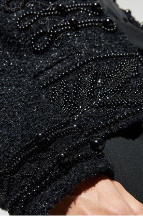 Balmain Beaded-embellished Tweed Jacket In Black