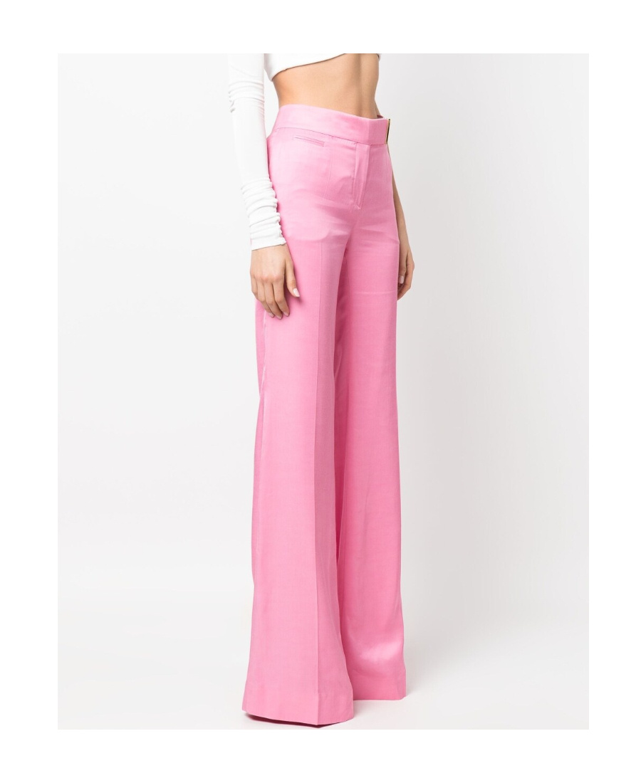 Tom Ford Mid Rise Wide Fluid Satin Pants In Pink