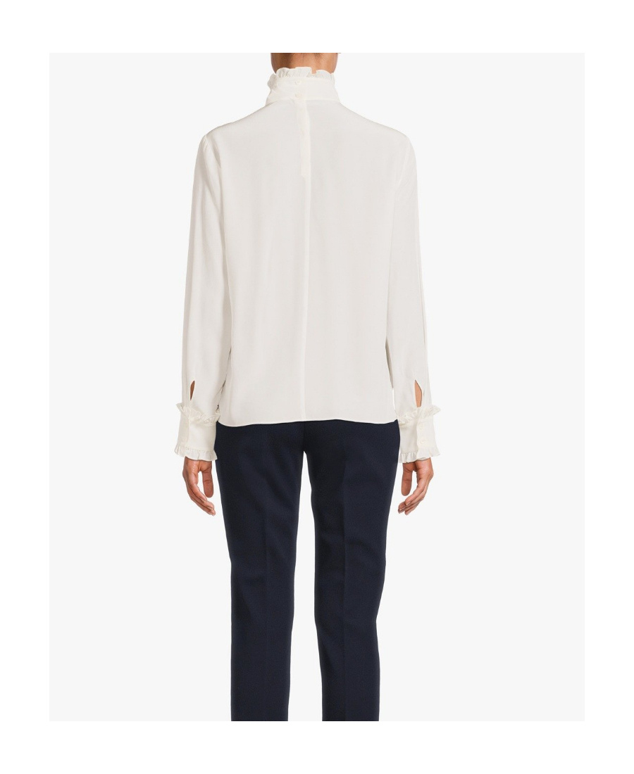 Max Mara Stand-collar Long-sleeved Blouse In White