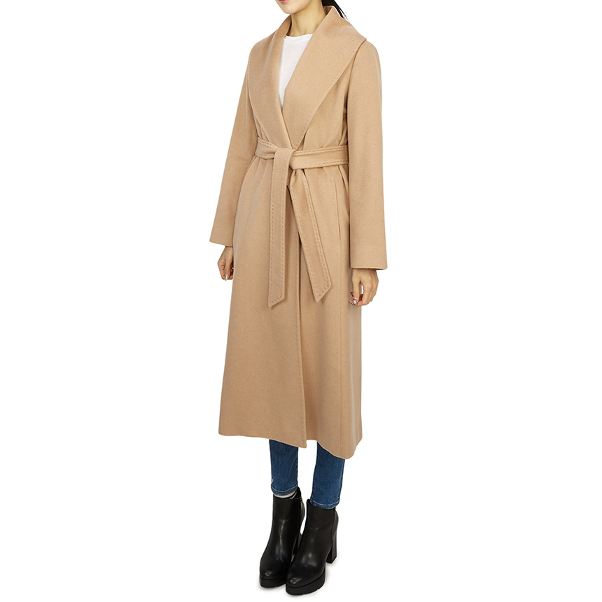 Max Mara Tailored Beige Wool Coat With Classic Lapels In Nude