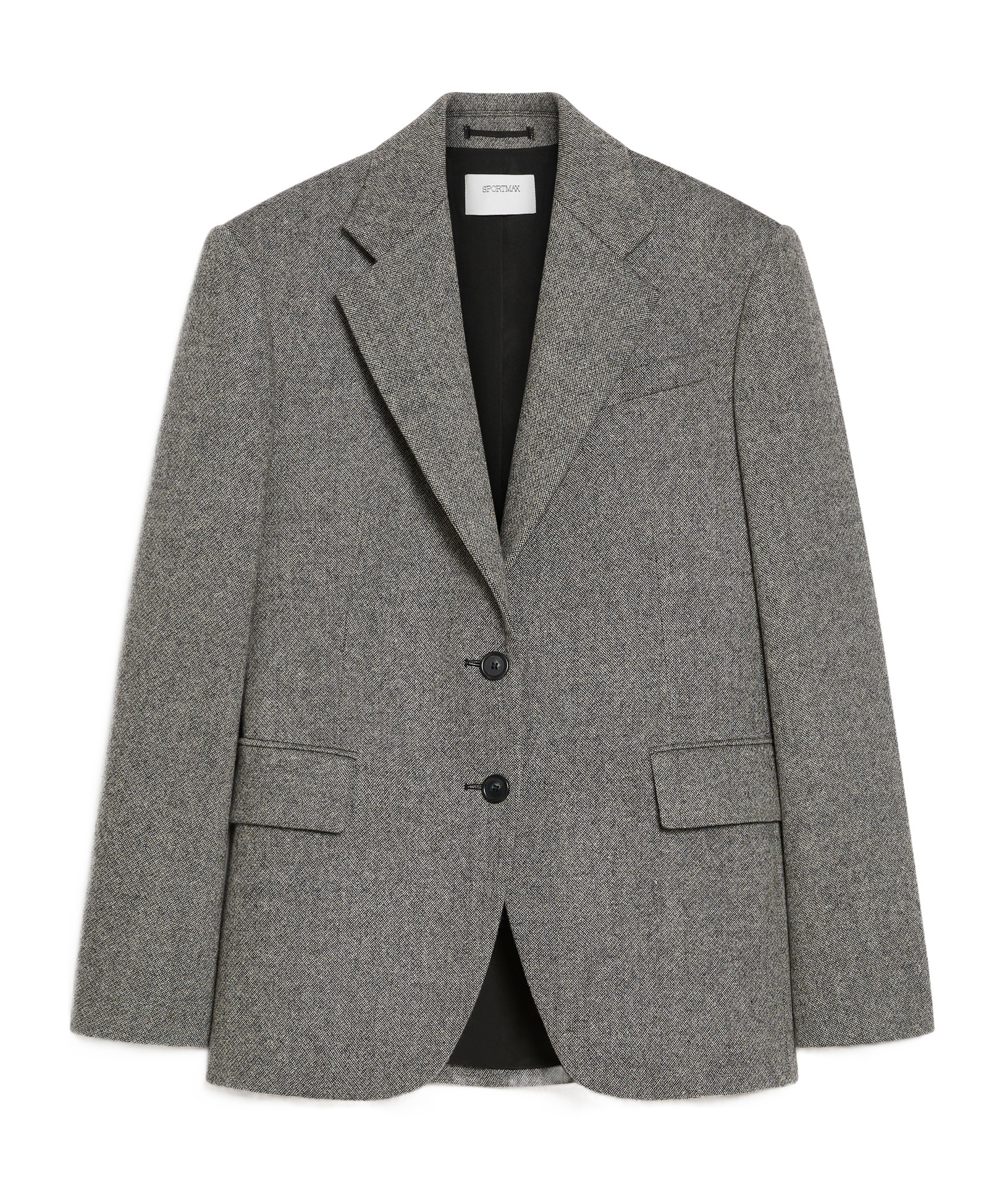 Sportmax Long-sleeved Wool Suit Coat In Gray