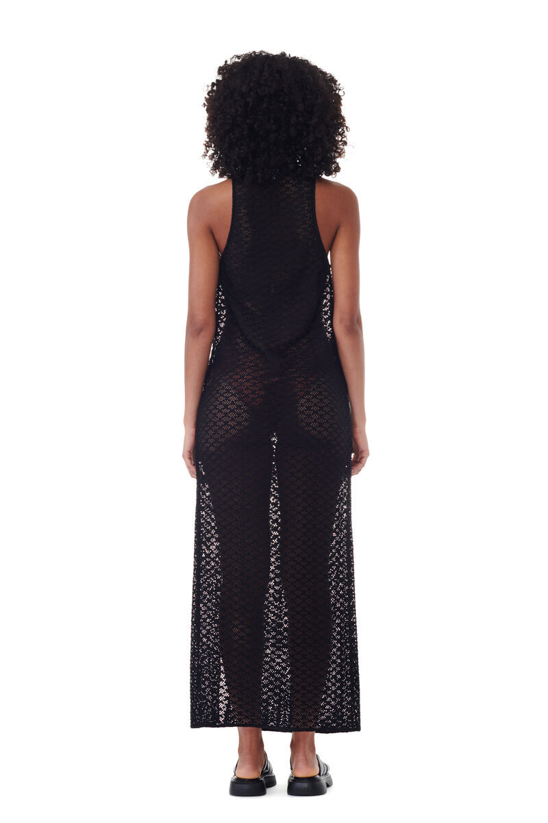 Ganni Black Hardware Maxi Dress In Black
