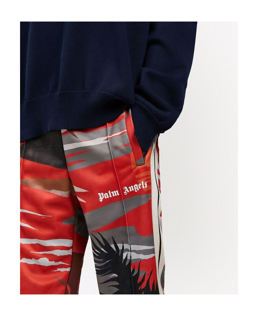 Palm Angels Printed Casual Pants In Red