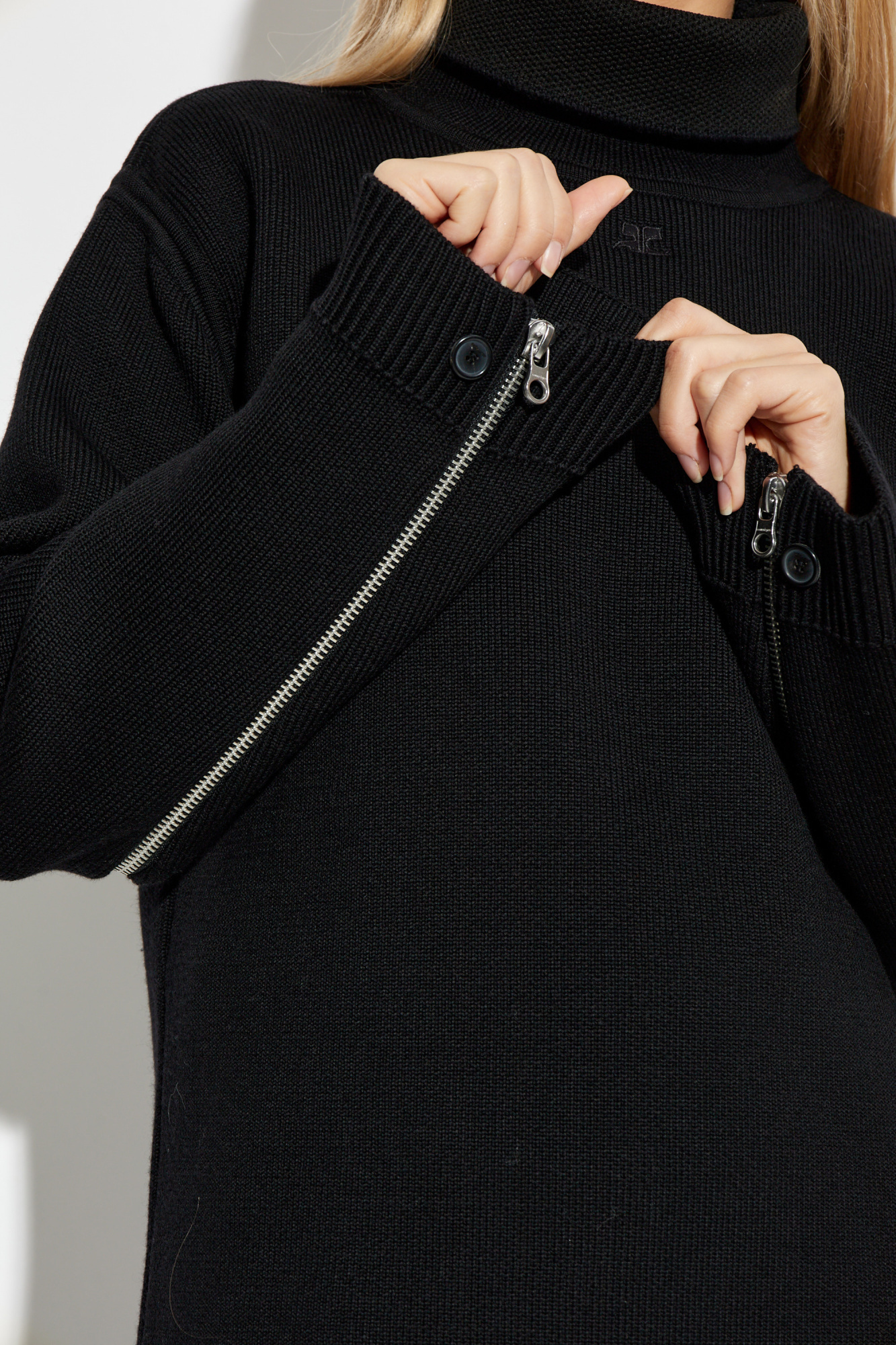Shop Courrèges Long-sleeved Sweater In Black