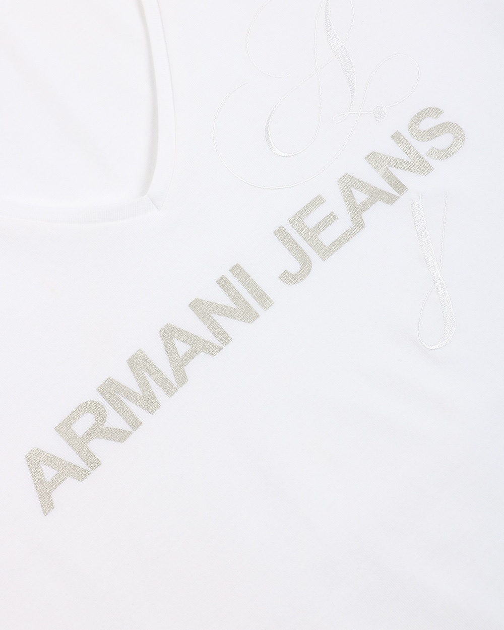 Armani Jeans V-collar Logo T-shirt In White