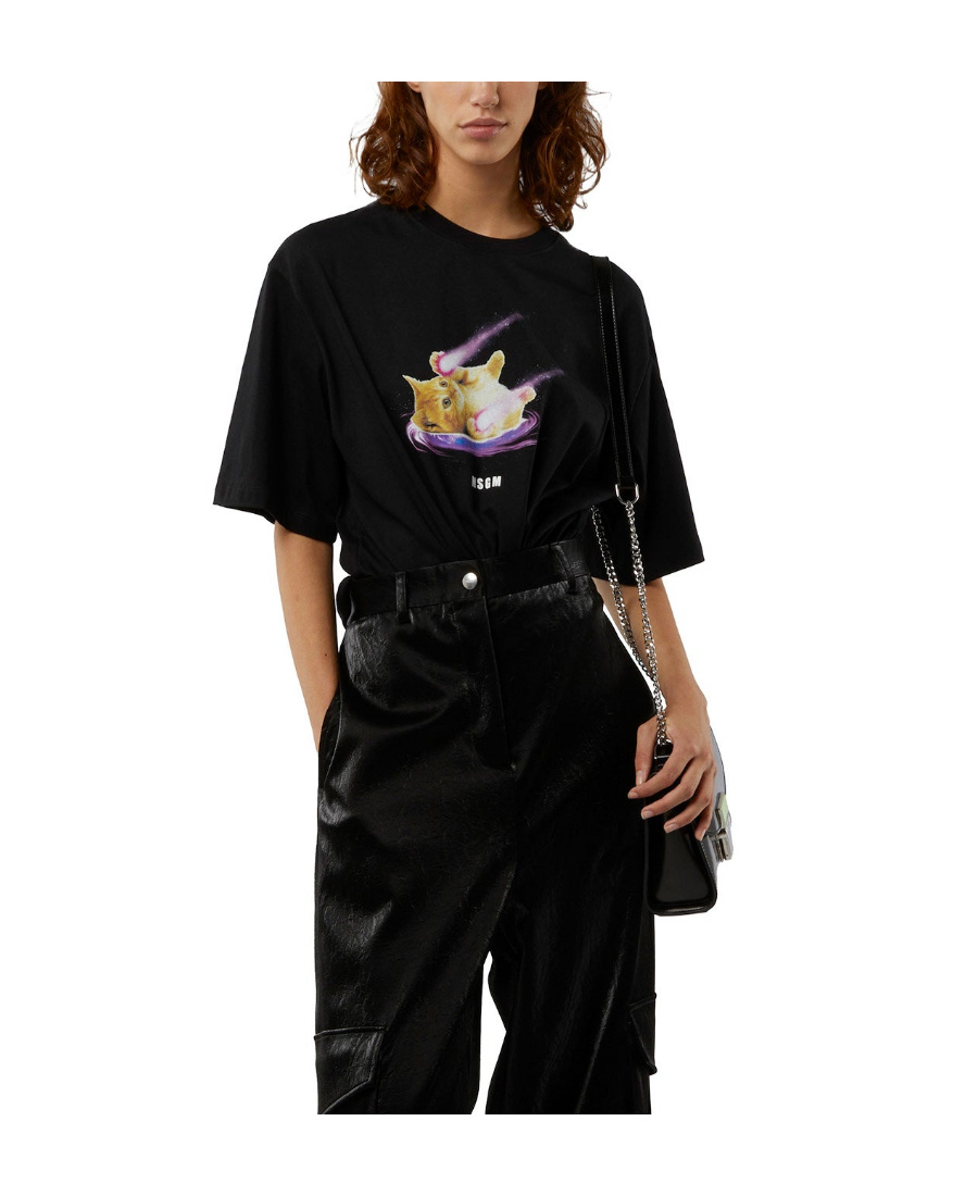 Msgm Graphic-print T-shirt In Black