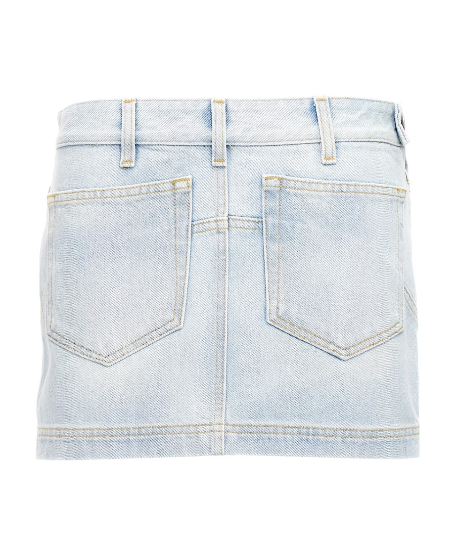Attico Sky Blue Abra Mini Denim Skirt In White