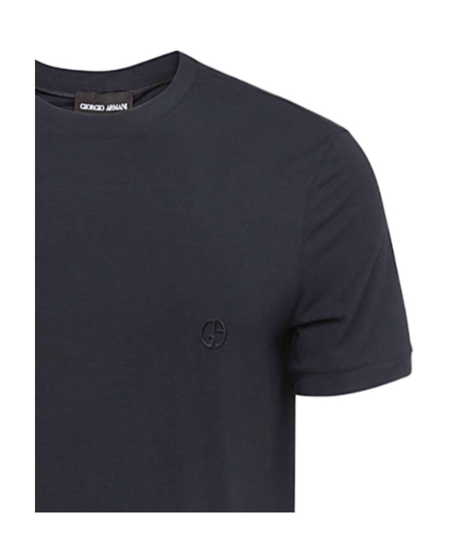 Giorgio Armani Classic Crew Neck T-shirt In Virgin Wool In Black
