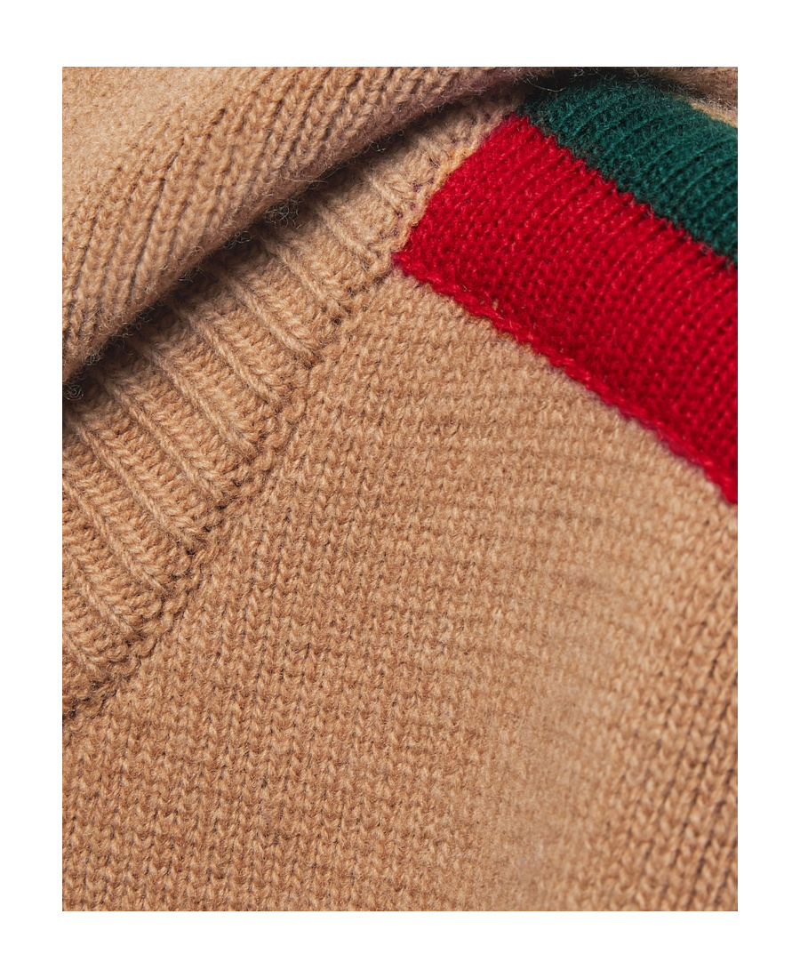 Gucci Wool Sweater With Hood In Brown