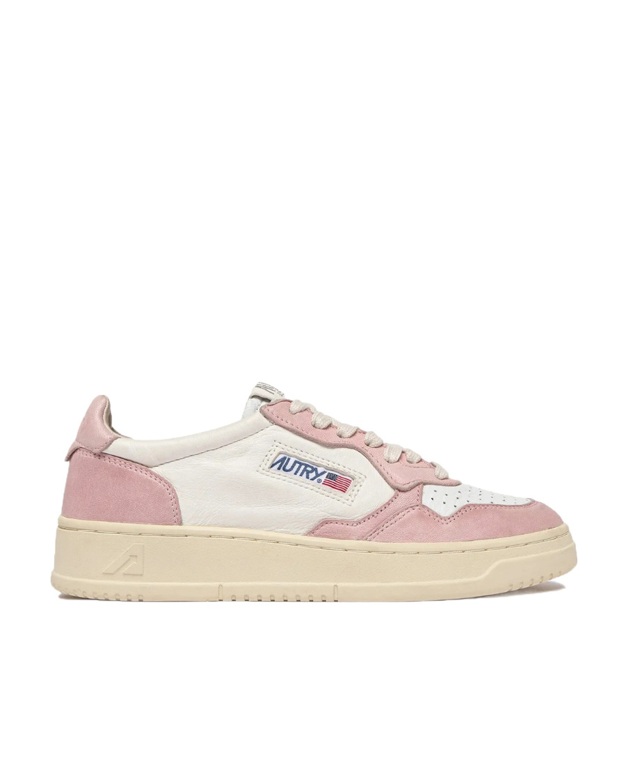 Autry Medalist Bi-color Leather Sneakers In Nude