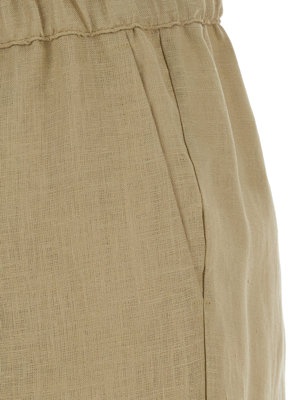 Semicouture Beige Pants With Elastic Waist With Drawstring In Linen Woman