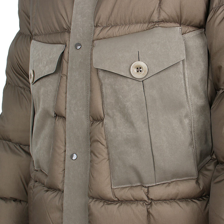 Ten C Tempest Combo Down Jacket In Green