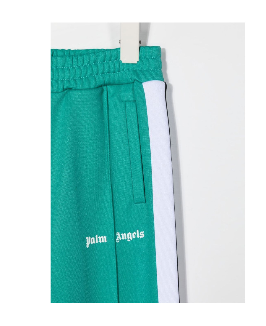 Palm Angels Side-stripe Logo-print Track Pants In Green