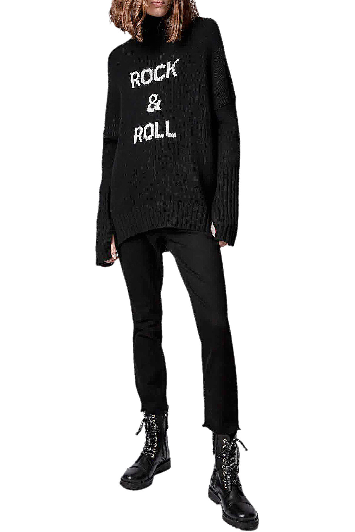 Zadig & Voltaire Womens Noir Alma Turtleneck Oversized Wool Jumper In Black