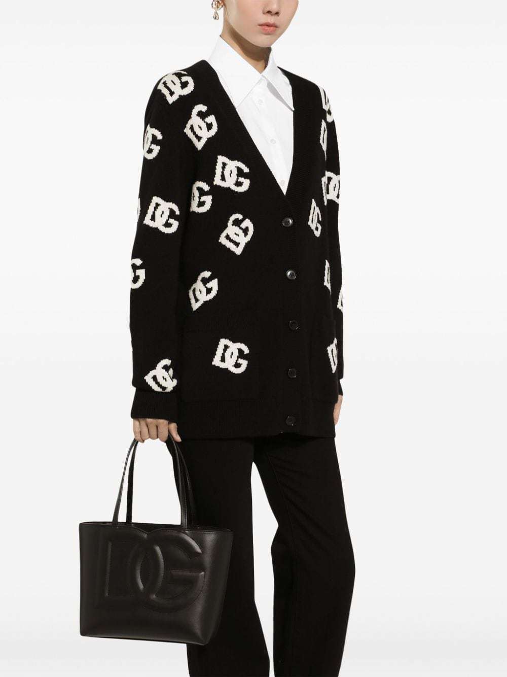 Dolce & Gabbana Dg Monogram Cardigan In Black