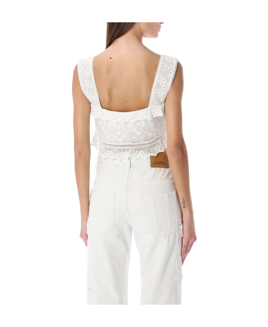 Isabel Marant Mecelia Broderie Anglais Cropped Top In White