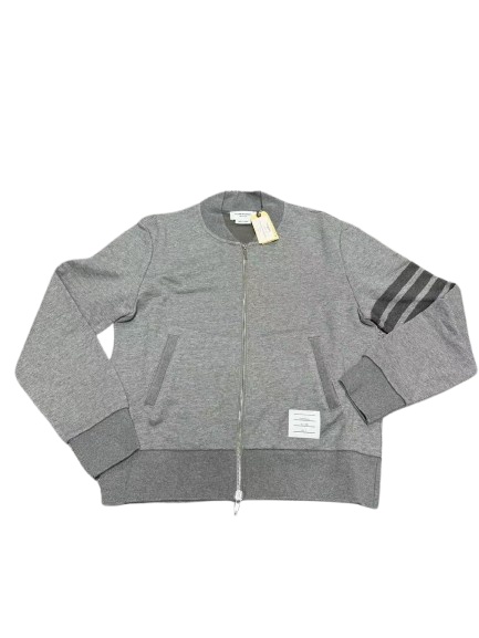 Thom Browne Three-stripe Zip-up Sweatshirt In Gray