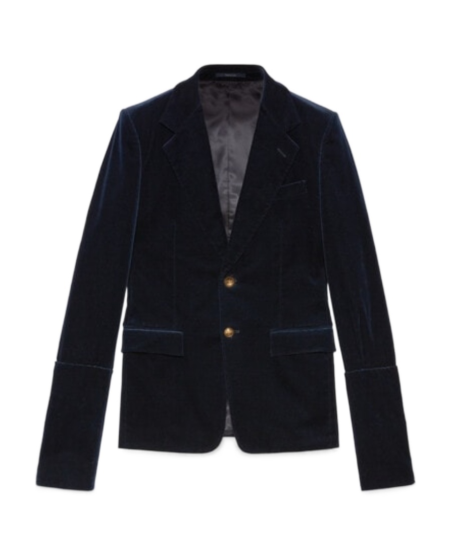 Gucci Detachable-sleeved Single-breasted Blazer In Blue