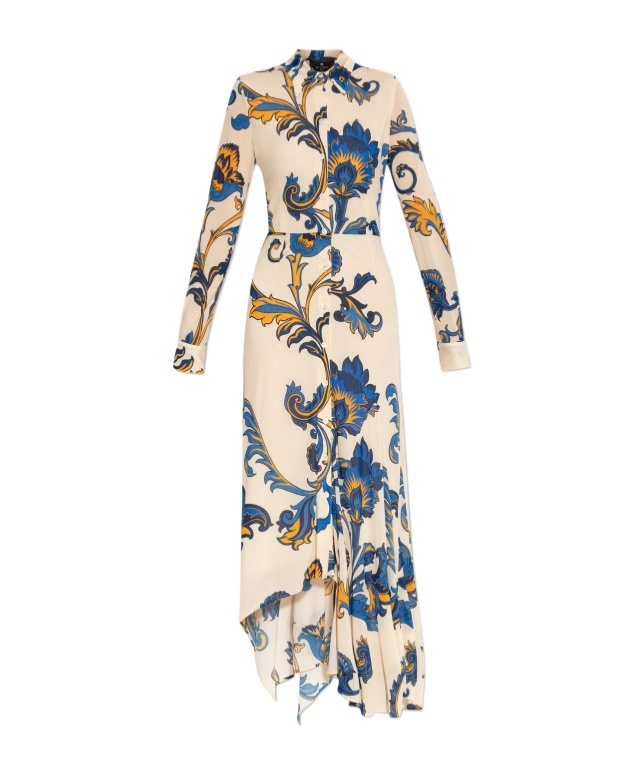 Etro Floral-print Shirt Dress In Nude