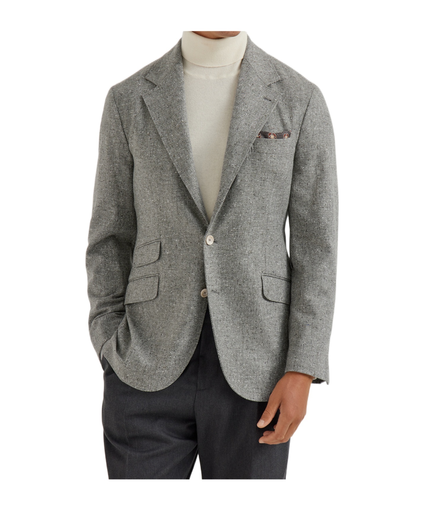 Brunello Cucinelli Flecked-effect Blazer In Light Gray